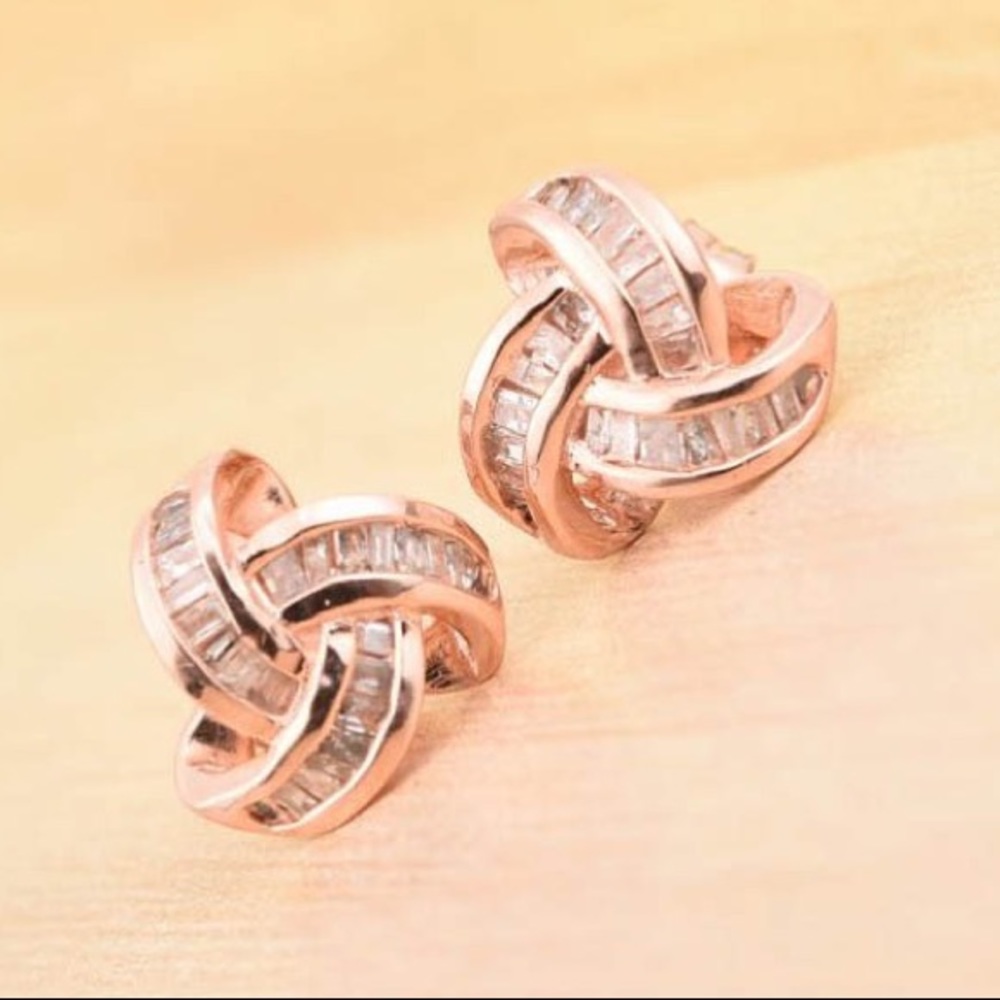 🆕 Natural Champagne Diamond Love Knot Earrings
